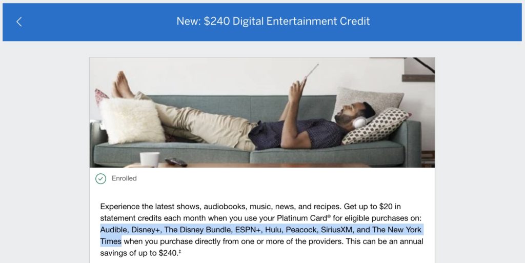 Amex Digital Entertainment Credit