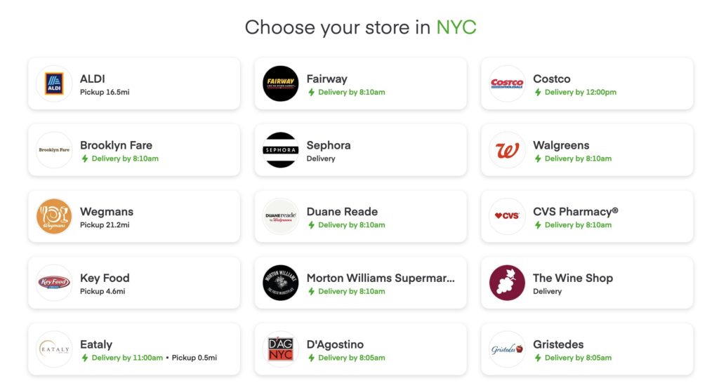 Instacart stores in NYC