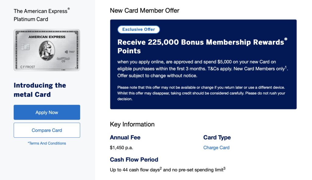 Australian Amex Platinum 