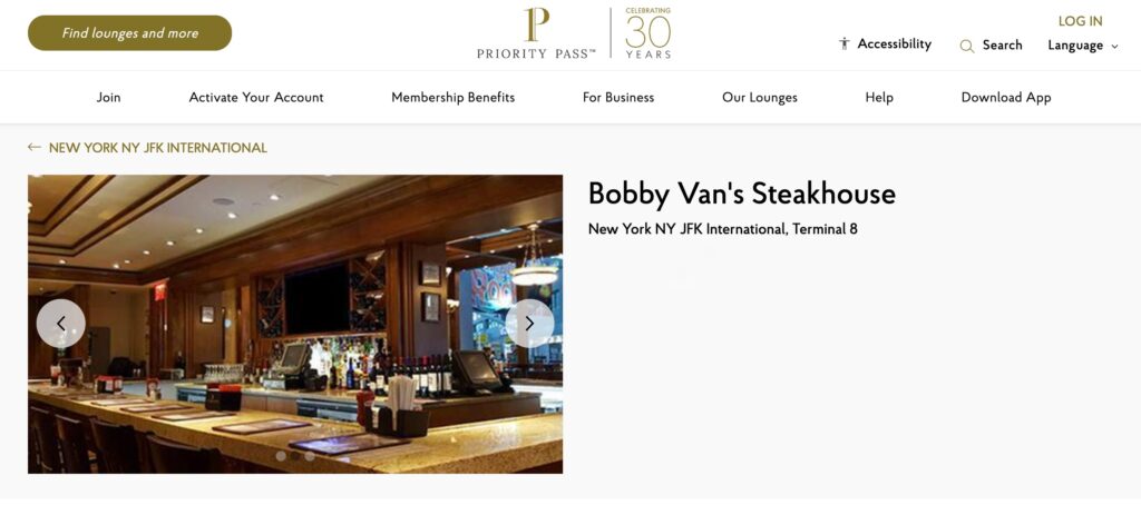 Priority Pass restaurant credit 