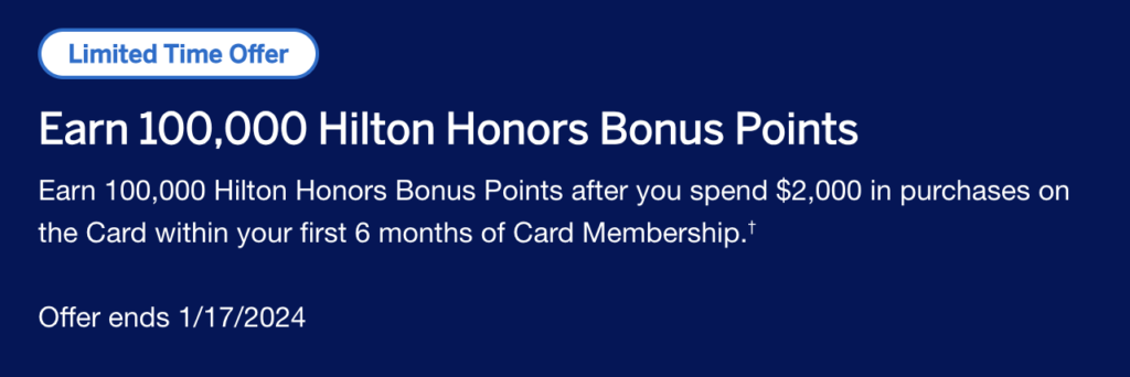  Hilton Honors Surpass Card signup bonus 