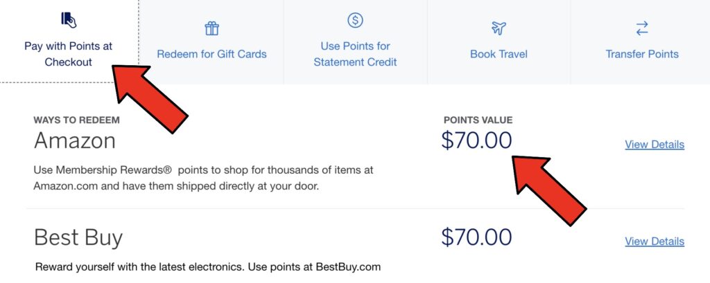 Amex Pay with Points at Checkout